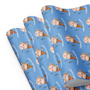 Personalized Birthday Wrapping Paper Sheets with Face, Custom Face Wrapping Paper for Birthday, Personalized Face Wrapping Paper Birthday