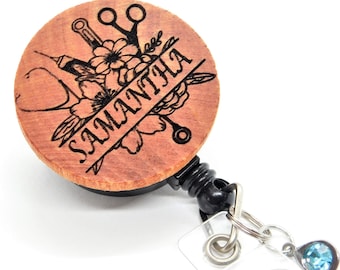 Engraved Wood Name Badge Reel: Personalized Nurse/Doctor Gift
