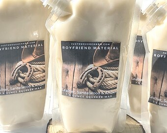 Amber Sandalwood Leather Squeeze Wax Melts: Heavily Scented Soy Wax, 7.5 oz