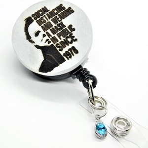 Michael Myers  Halloween Badge Reel, Humor Nurse Retractable Badge, Social Distance RN Badge, Nurse Student, LPN,  Nurse, Med Staff Gift