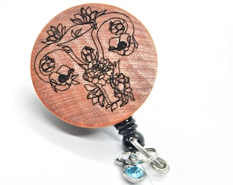 OBGYN Female Reproductive System Flower Badge Reel, Wood Badge, Labor Delivery Nurse Badge, Doctor Badge, Nurse Gift, Nurse Student, LPN, RN