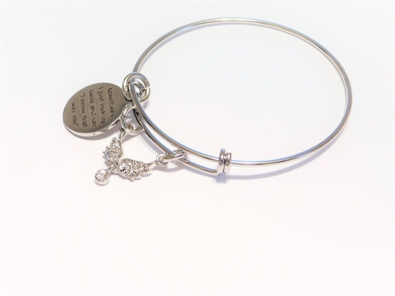 Loved One Charm Bracelet Remembering Loved 1 Crystal Angel Wings Remembrance Angel Wing Bracelet Remembrance Gift Remembrance Jewelry