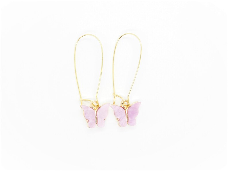 Unique Butterfly Freedom Custom Jewelry Gift For,18 k Gold Hope Gift Earrings Light Purple and Gold Butterfly Wire Dangle Unique Earrings
