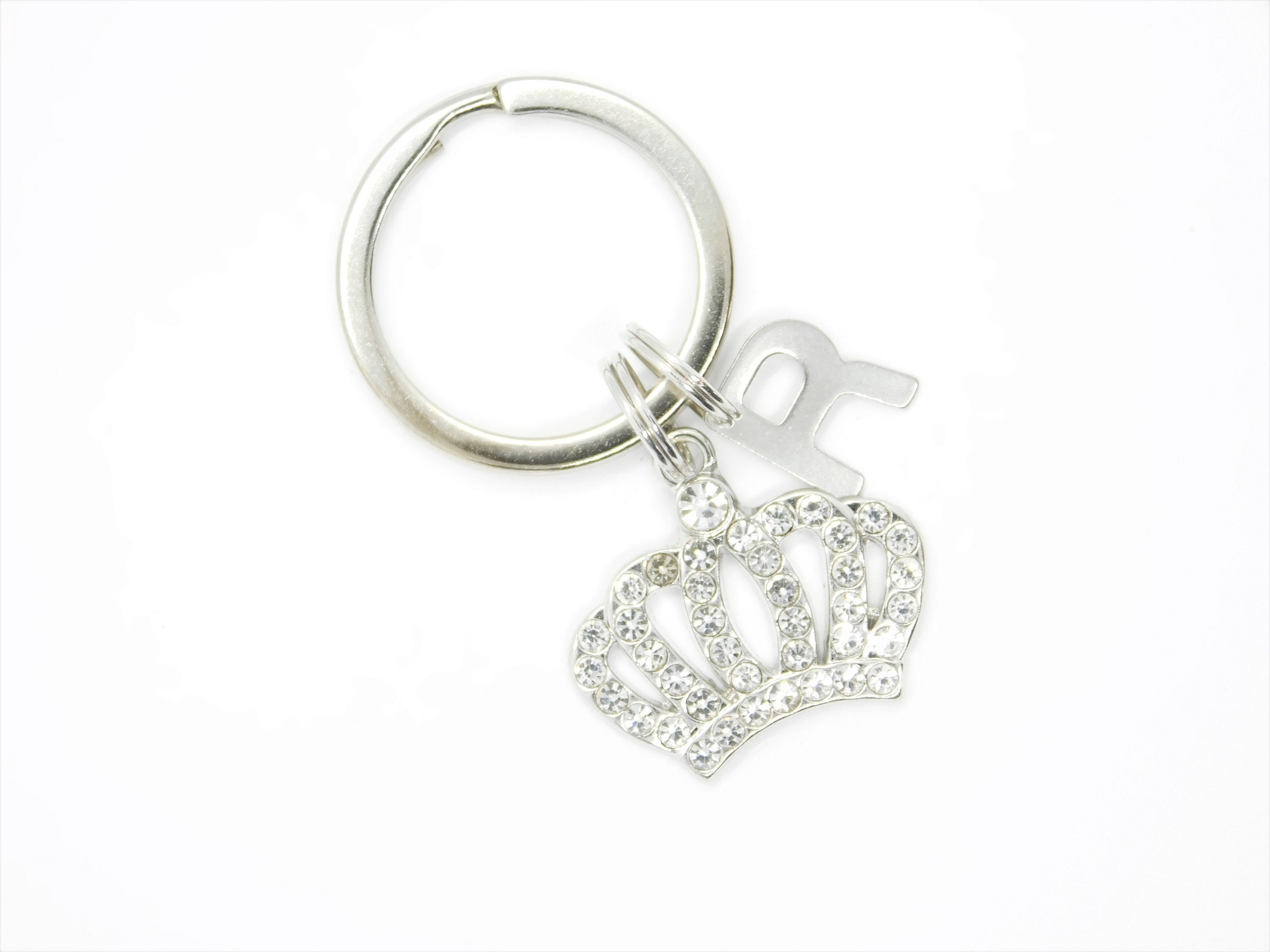 Royal Crown Initial Keychain Rhinestone Car Handbag Charm Etsy
