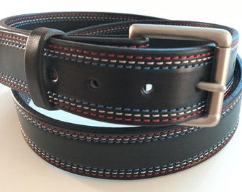 Amish Handmade Leather Belt: Patriotic American Flag Design