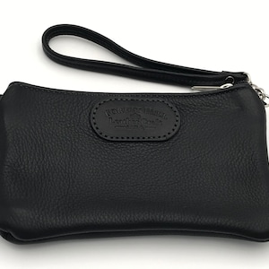 Sac à main d’embrayage en cuir noir pour femme et crossbody Strap Amish Handmade