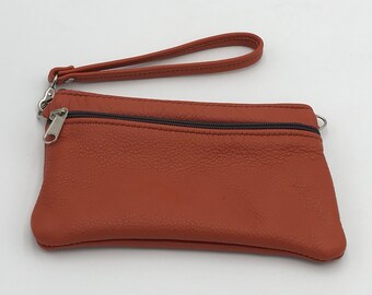 Women's Burnt Orange Leather Purse - Amish Handmade in USA