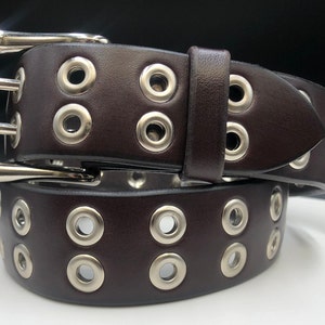 1.5 Buffalo Leather Grommet Belt Double Hole 12oz Silver Buckle and ...