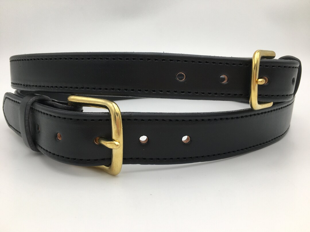 Double Buckle Waist Leather Belt With Stitched Back 2 Belts in One ...