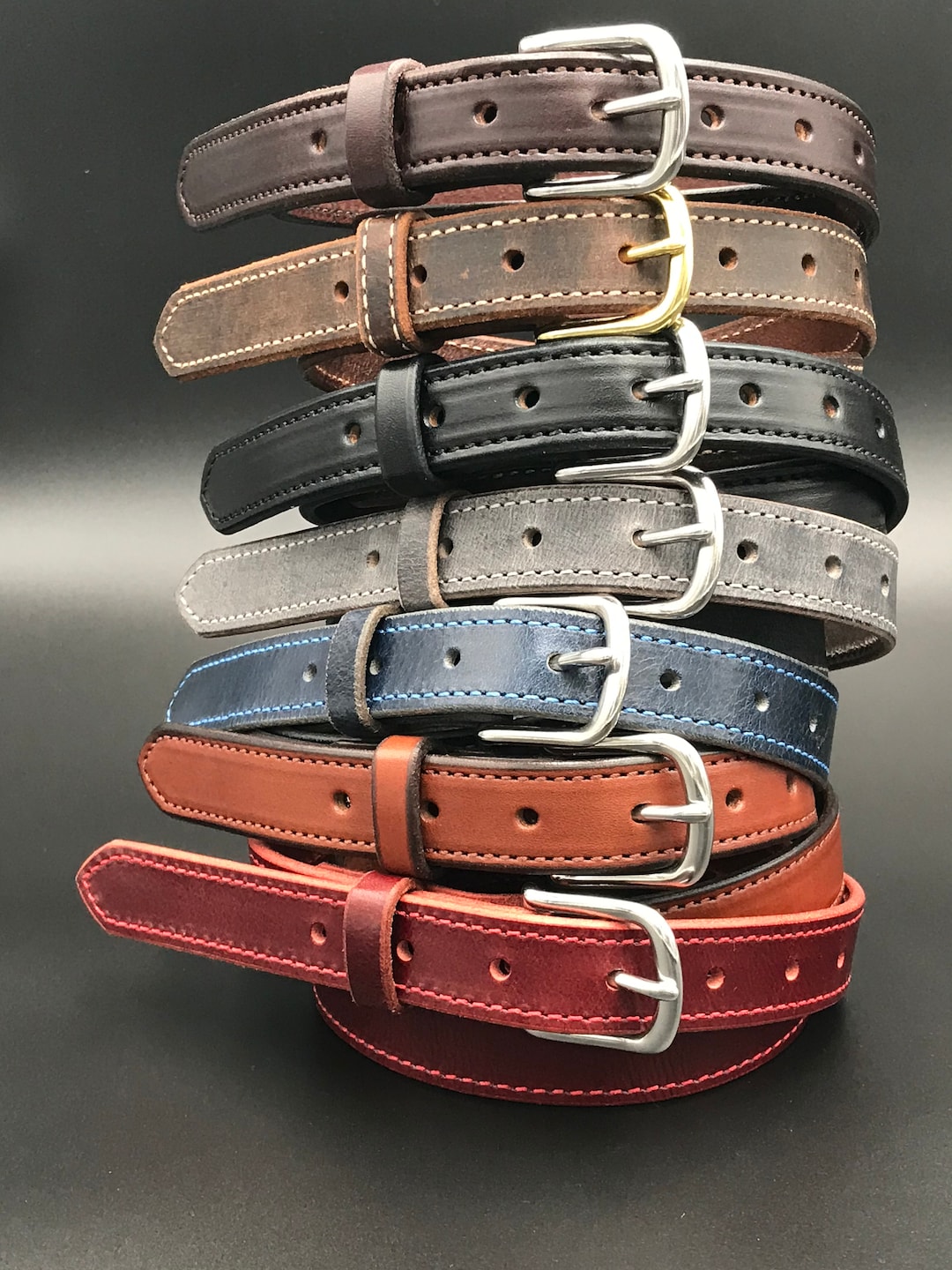 Americanino Vintage Cintura Uomo In Vera Pelle Di Bufalo Full Grain - Fatta A Mano In USA Da Amish, Larga 1.5 Cintura Full Grain Fatta A Mano - Foto 6