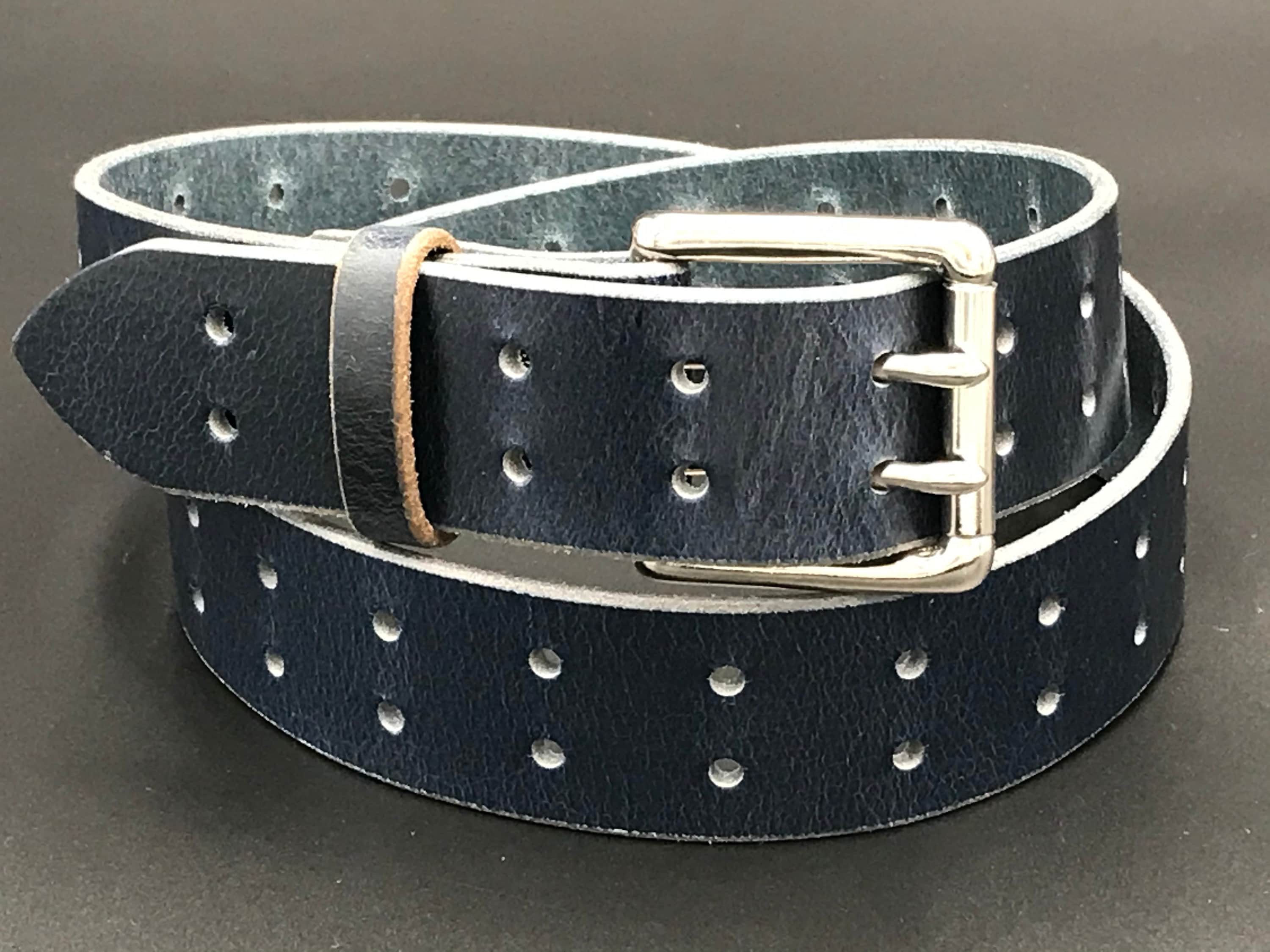 2&quot; Casual Amish Handmade Wickett & Craig Double Hole 12oz Real Bridle Leather Dress Work Belt for Gun Holster Strap-Made in Lancaster PA