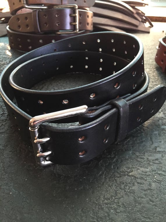 2/"Genuine Bridle Leather Casual Gun Work Belt Double Hole Heavy Duty USA CCW New