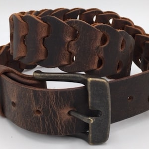 1.5 Adjustable Genuine Bridle Leather Belt Western Link Handmade Design ...
