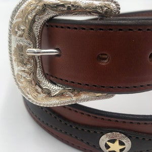 Western Genuine Bridle Leather Belt & Buckle Removable Buckle Amish ...