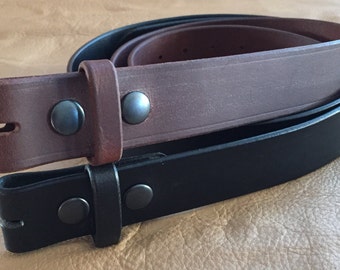 Amish Handmade Buffalo Leather Belt Strap: 1.5" Casual Dress Belt
