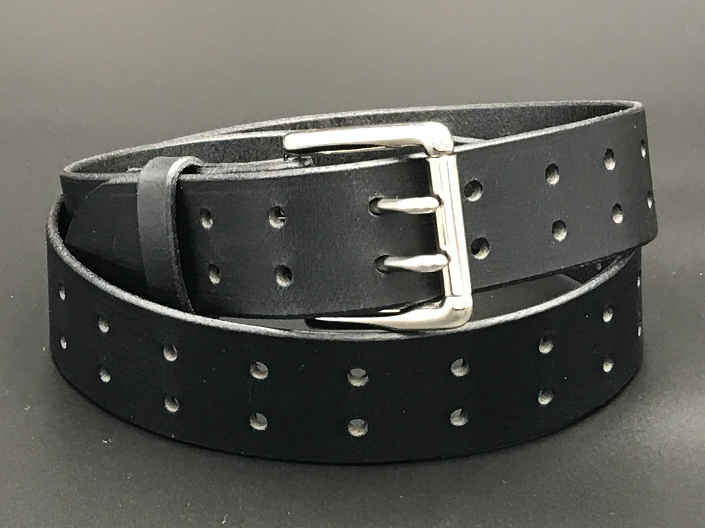 2&quot; Casual Amish Handmade Wickett & Craig Double Hole 12oz Real Bridle Leather Dress Work Belt for Gun Holster Strap-Made in Lancaster PA