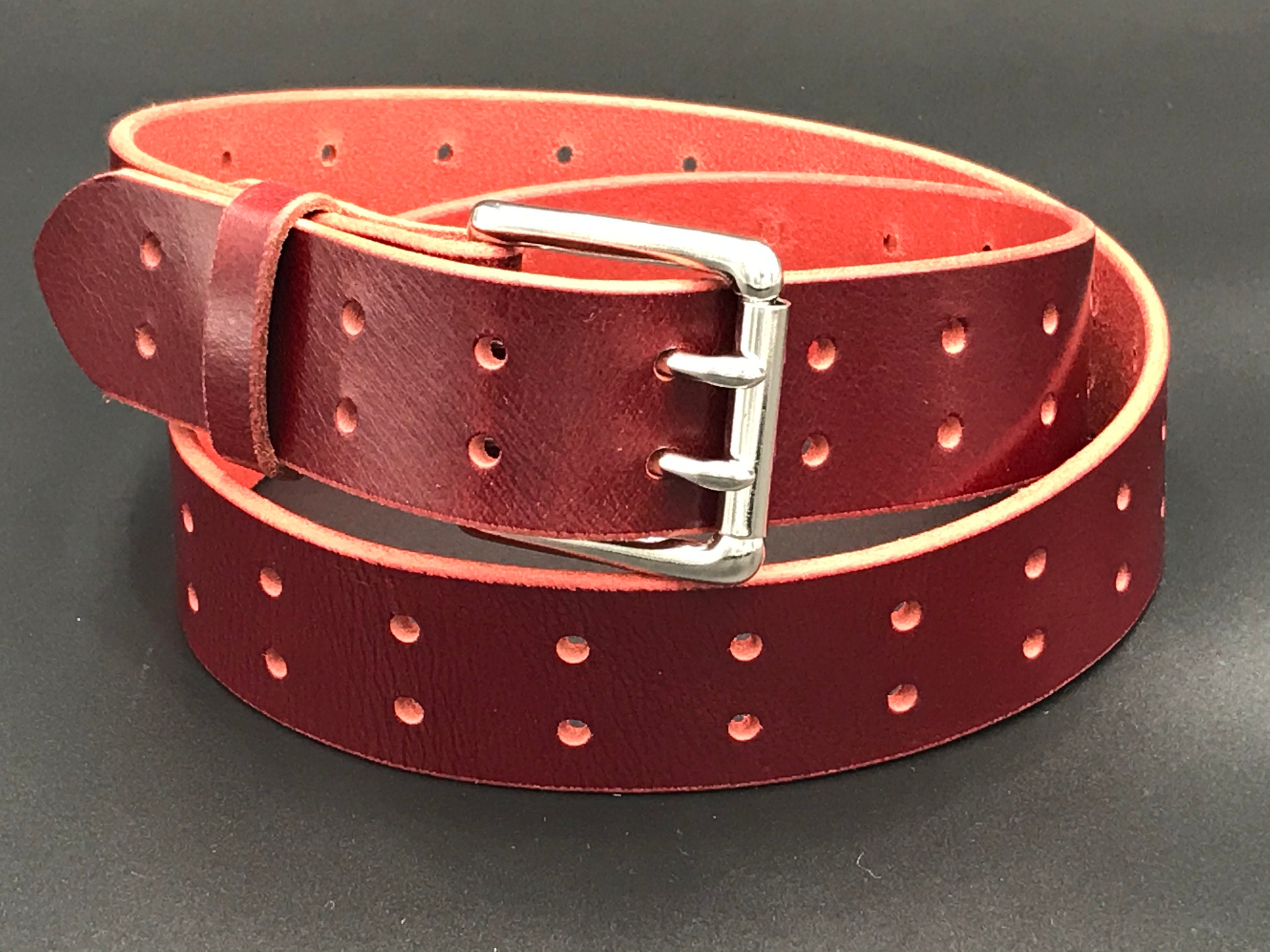 2&quot; Casual Amish Handmade Wickett & Craig Double Hole 12oz Real Bridle Leather Dress Work Belt for Gun Holster Strap-Made in Lancaster PA