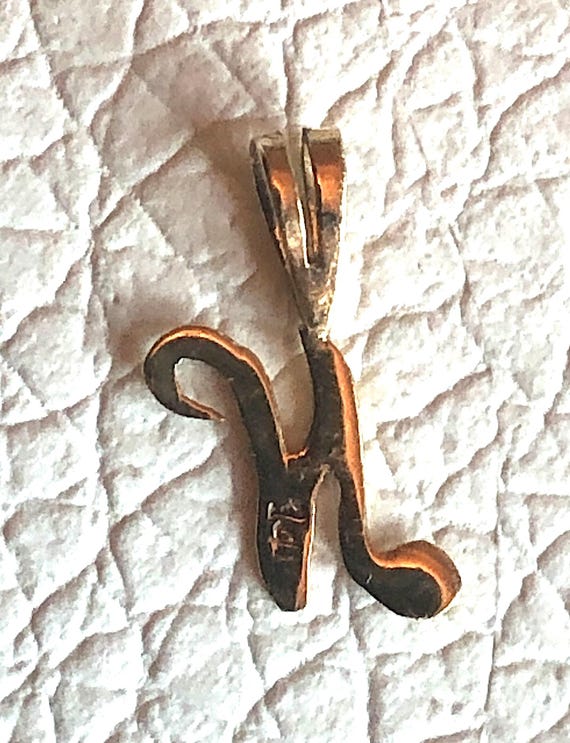 14k solid yellow Gold script cursive light initia… - image 10