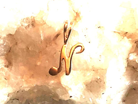 14k solid yellow Gold script cursive light initia… - image 2