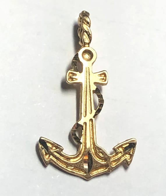 Anchor charm 14k gold anchor rope charm for ocean 
