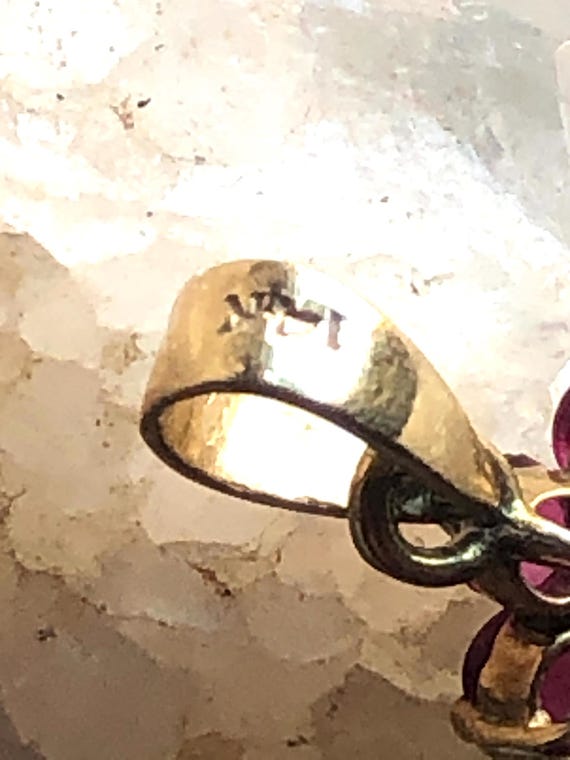 14K solid Yellow Gold Ruby Diamond Flower Pendant… - image 20