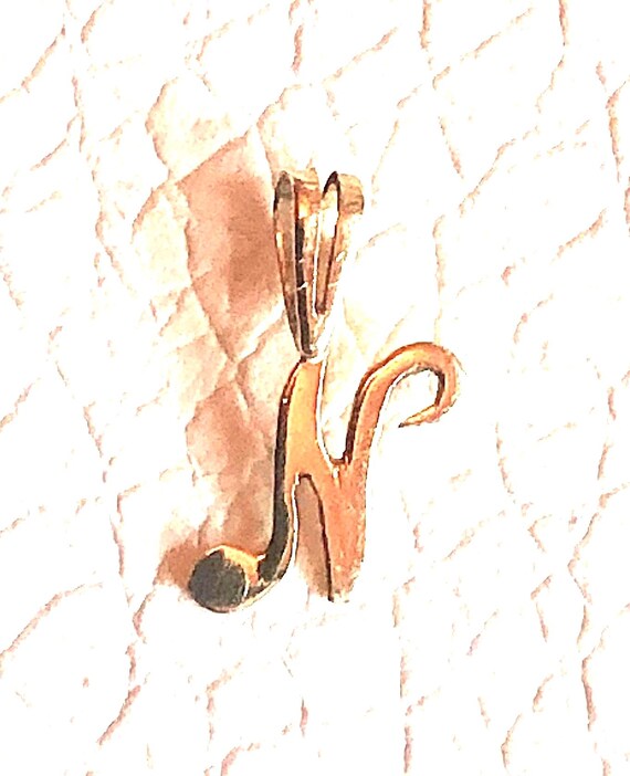 14k solid yellow Gold script cursive light initia… - image 1