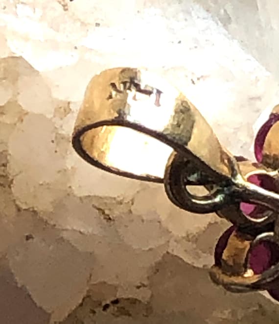 14K solid Yellow Gold Ruby Diamond Flower Pendant… - image 19