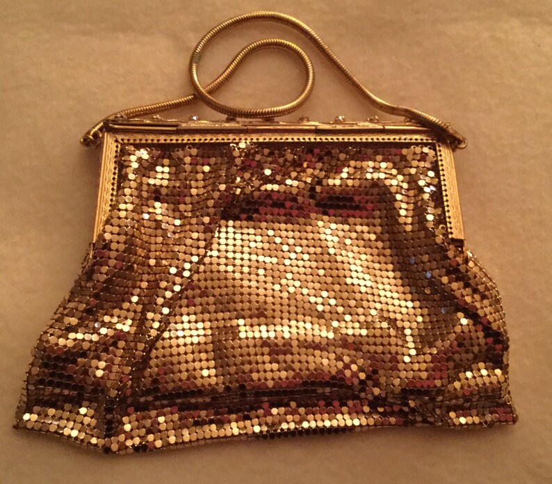 Gold Lame/' w Rhinestones Evening  Bag