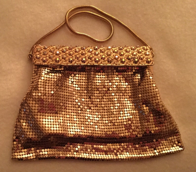 Gold Lame/' w Rhinestones Evening Bag