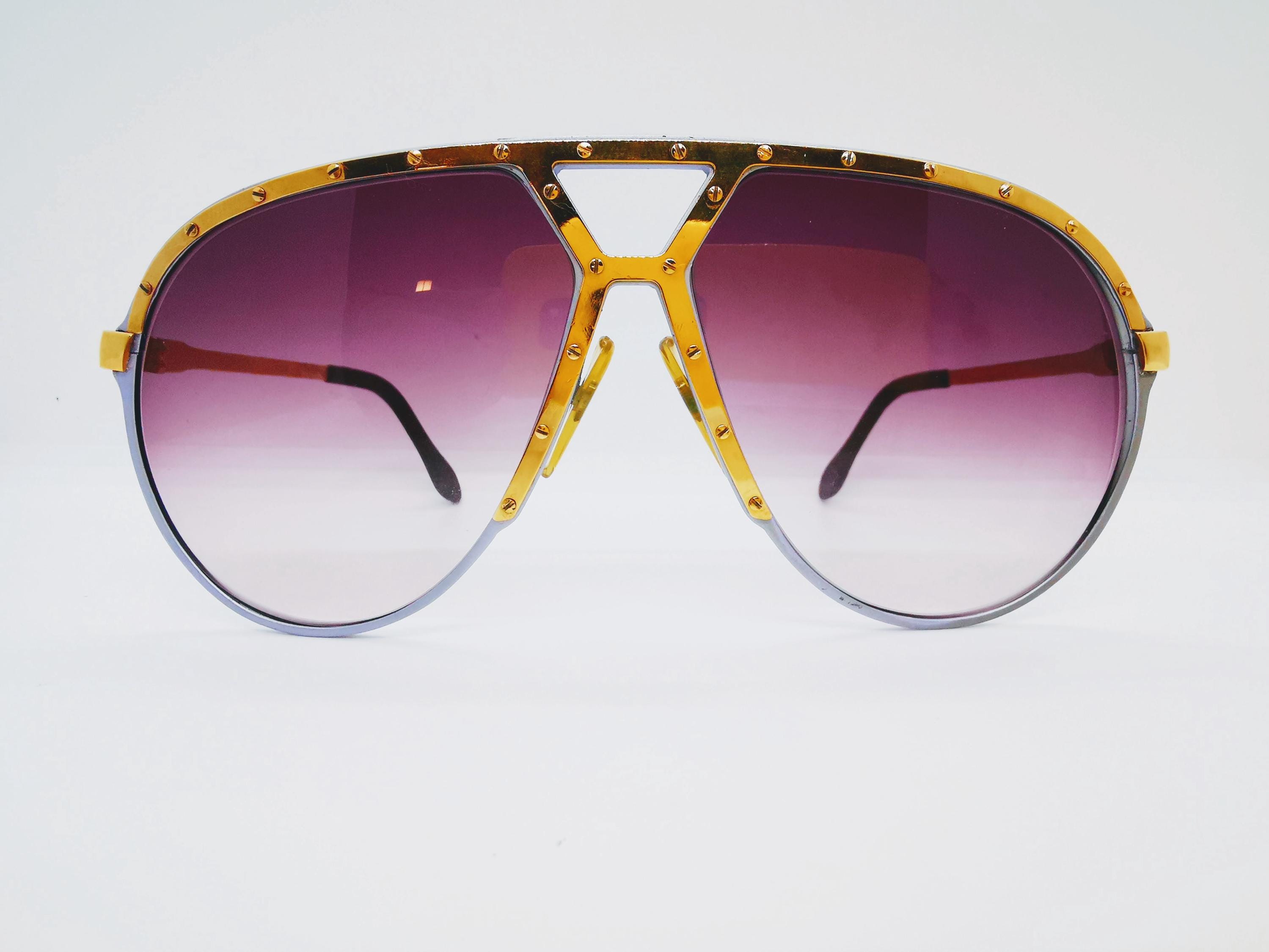 Vintage Custom Alpina M1 Aviator Sunglasses - Purple/gold  display picture 3