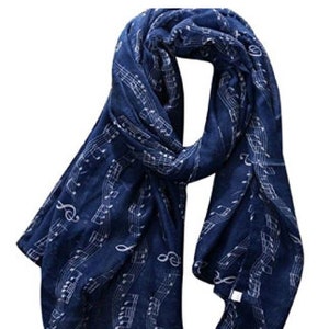 Musical Note scarf / blue scarf / teacher present  / women scarf / Music lover gift / gift