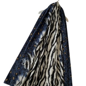 Womens Leopard Print Scarf Royal Blue Snakeskin Colour Block 