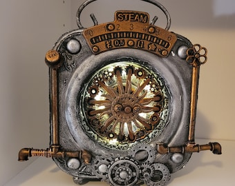 Steampunk metal frame with working light