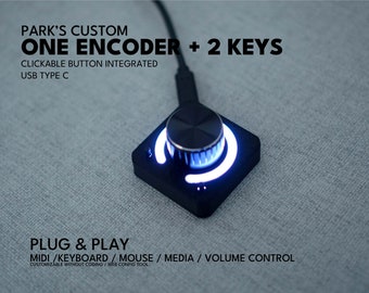 MIDI-Controller – ParksTool 1ES2K (ein Encoder) / anpassbare Tastatur / Lautstärke, Mediensteuerung / Soundgeräte / Knopf / Deej