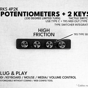 Contrôleur MIDI ParksTool 4P2K 4 potentiomètres 2 touches / molette / bouton / USB / canal personnalisable CC / plug and play / périphériques audio image 3