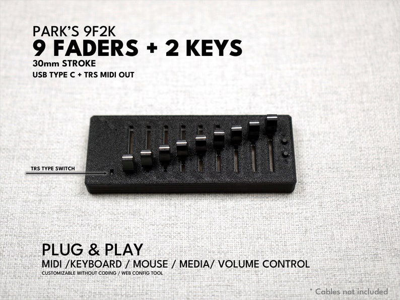 MIDI-Controller ParksTool 9F2K 9 Fader 2 Tasten / Plug-and-Play / anpassbar / Drehregler / MCP / Tastatur-Maus-Lautstärke / Deej Bild 3