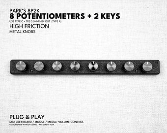 Park's 8P (8 Potentiometers) / Midi controller dial / knob / USB / customizable / plug and play / MCP / keyboard mouse / sound devices