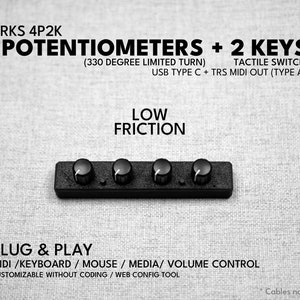 Contrôleur MIDI ParksTool 4P2K 4 potentiomètres 2 touches / molette / bouton / USB / canal personnalisable CC / plug and play / périphériques audio LOW