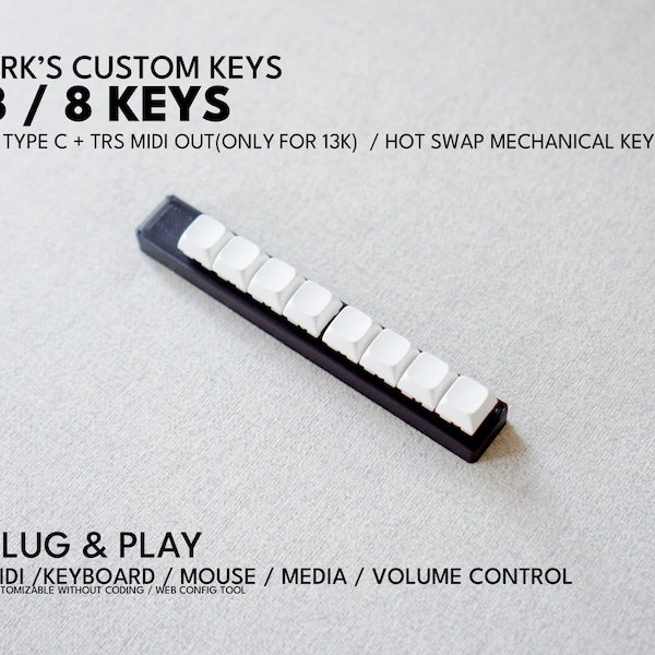 Park's Custom 8 teclas / teclado de acceso directo personalizable / nota MIDI cc MCP / control de medios de volumen / macro pad / teclado mecánico DIY