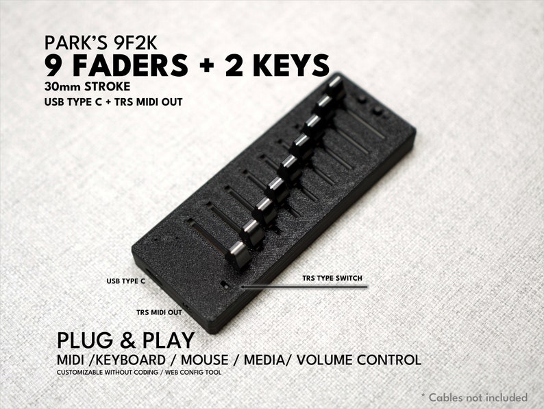 MIDI-Controller ParksTool 9F2K 9 Fader 2 Tasten / Plug-and-Play / anpassbar / Drehregler / MCP / Tastatur-Maus-Lautstärke / Deej Bild 5