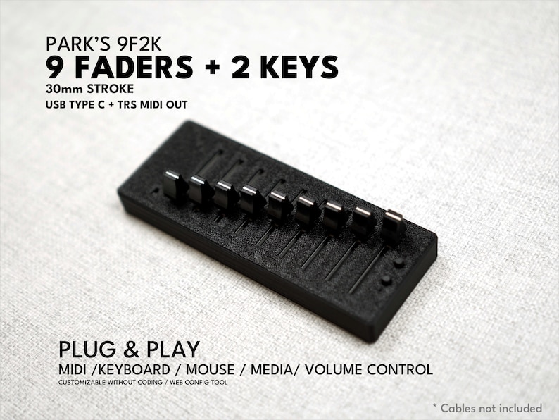 MIDI-Controller ParksTool 9F2K 9 Fader 2 Tasten / Plug-and-Play / anpassbar / Drehregler / MCP / Tastatur-Maus-Lautstärke / Deej Bild 1