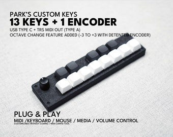 Park's Custom 13 keys + one encoder / customizable shortcut keyboard / MIDI note cc MCP / volume media control / mechanical keyboard DIY