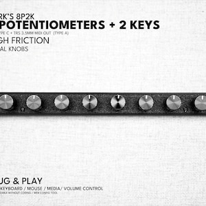ParksTool 8P2K MIDI Controller: 8 Knobs, 2 Keys, USB-C Plug-and-Play