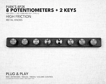 ParksTool 8P2K MIDI Controller: 8 Knobs, 2 Keys, USB-C Plug-and-Play
