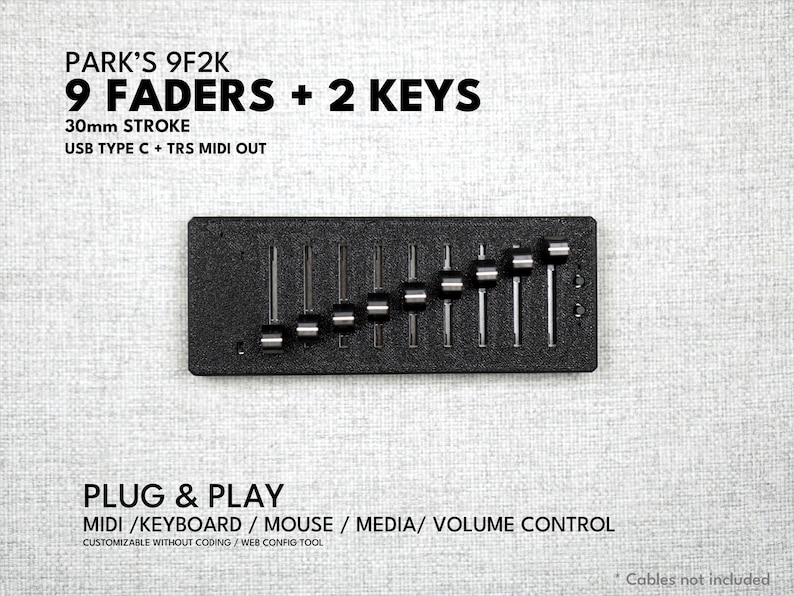 MIDI-Controller ParksTool 9F2K 9 Fader 2 Tasten / Plug-and-Play / anpassbar / Drehregler / MCP / Tastatur-Maus-Lautstärke / Deej Bild 2