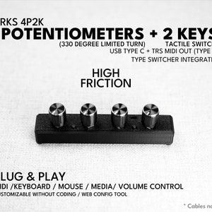 Contrôleur MIDI ParksTool 4P2K 4 potentiomètres 2 touches / molette / bouton / USB / canal personnalisable CC / plug and play / périphériques audio image 2