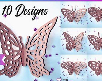 Pacchetto SVG di taglio laser farfalla 3D / Design SVG di taglio laser farfalla / File CNC