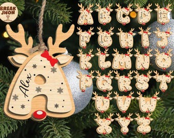 Reindeer Christmas Alphabet SVG | Laser Cut Letters | Festive Monogram Font | Glowforge & Cricut Compatible