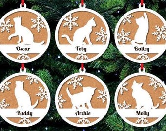 Cat Christmas Ornament Laser Cut Files Graphic