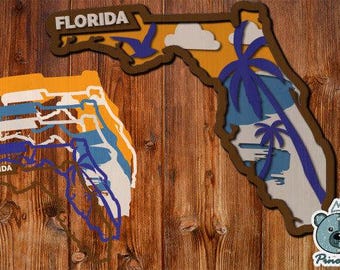 3D Layered Tropical Florida Laser cut